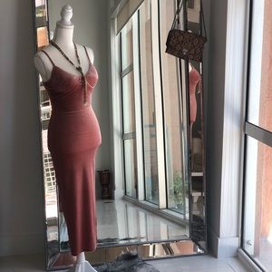 Velvet Midi Rose color Dress
